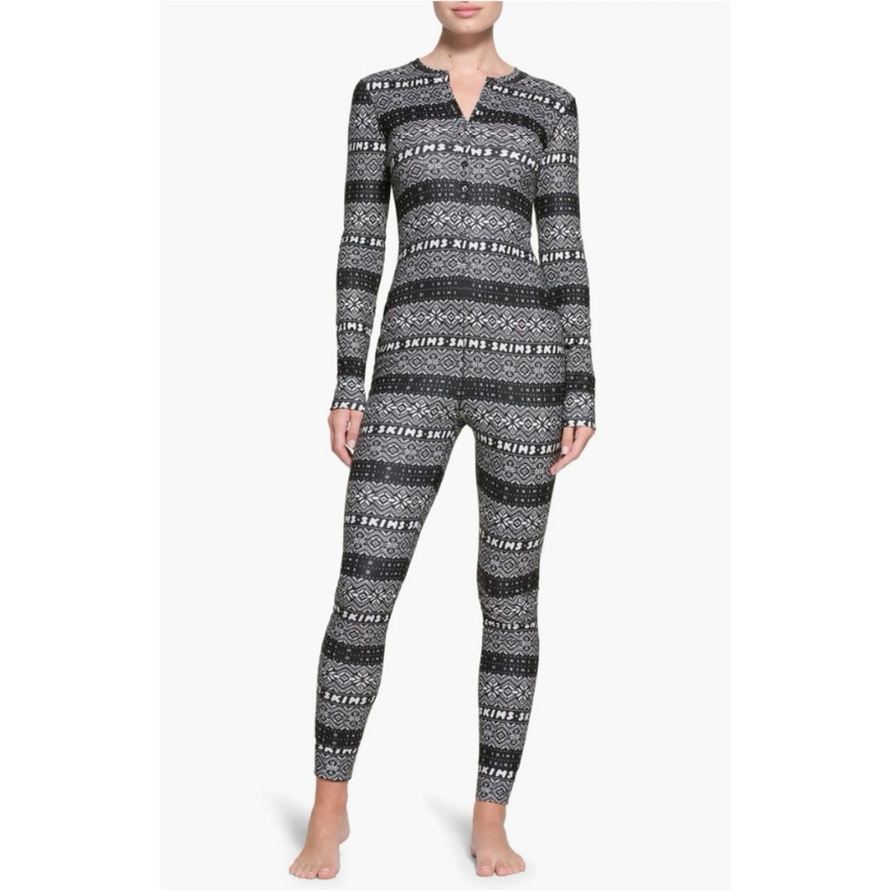 Skims Women's Gray Plush Pointelle Henley M